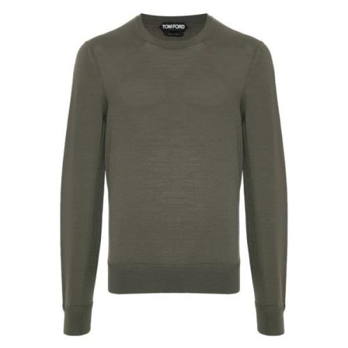 Wollen Crew Neck Gebreide kleding Tom Ford , Green , Heren