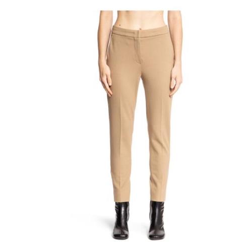 Jersey Cropped Broek met zijzakken Max Mara , Beige , Dames