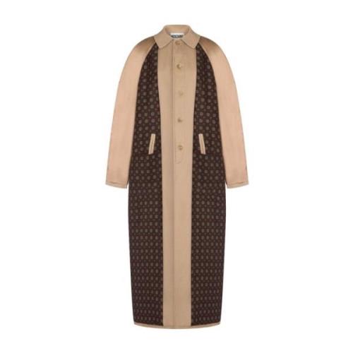 Tweekleurige Katoen-Wol Jas Moschino , Brown , Dames