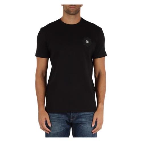 Regular Fit Katoenen T-shirt met Voorlogo Patch Richmond , Black , Her...