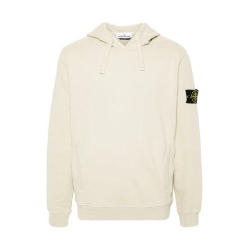 Geborstelde katoenen fleece hoodie met zakken Stone Island , White , H...