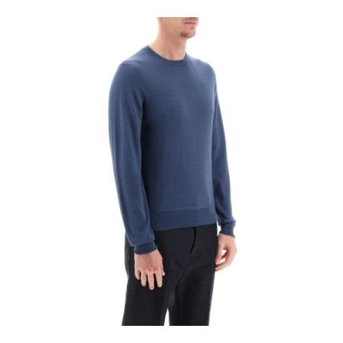 Zijde-Kasjmier Crew-Neck Sweater Tom Ford , Blue , Heren