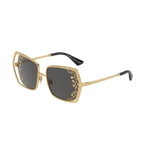 Leopard Side Dark Gray Zonnebril Dolce & Gabbana , Yellow , Heren