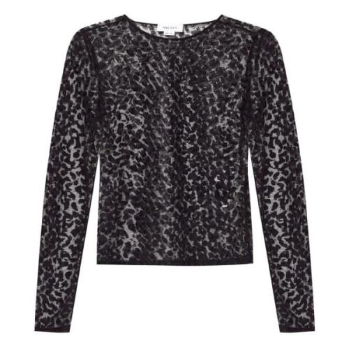 Leopard motief crew-neck top in zwart Alexander McQueen , Black , Dame...