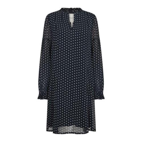 Navy Dot Jurk met Lange Mouwen Part Two , Blue , Dames