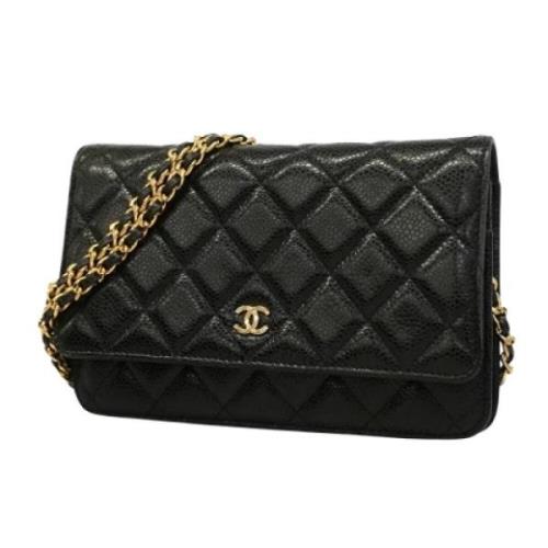 Pre-owned Leather wallets Chanel Vintage , Black , Dames