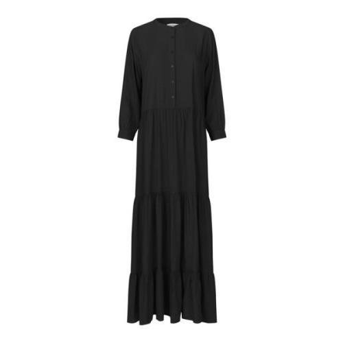 Zwarte Maxi Jurk met Ruches Lollys Laundry , Black , Dames