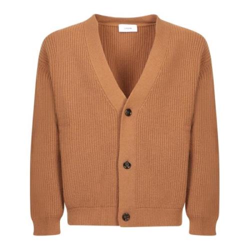 Bruine V-hals Cardigan Sweater Aw24 Lardini , Brown , Heren