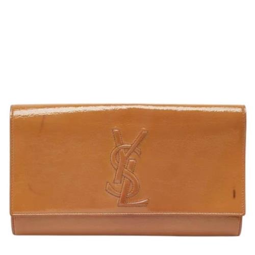 Pre-owned Leather clutches Yves Saint Laurent Vintage , Beige , Dames