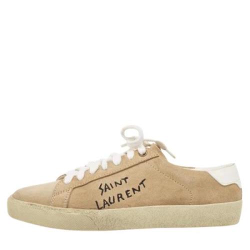 Pre-owned Suede sneakers Yves Saint Laurent Vintage , Beige , Dames