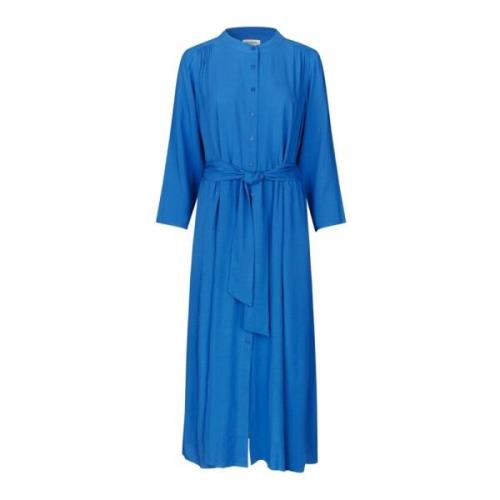 Blauwe Maxi Jurk met 3/4 Mouwen Lollys Laundry , Blue , Dames