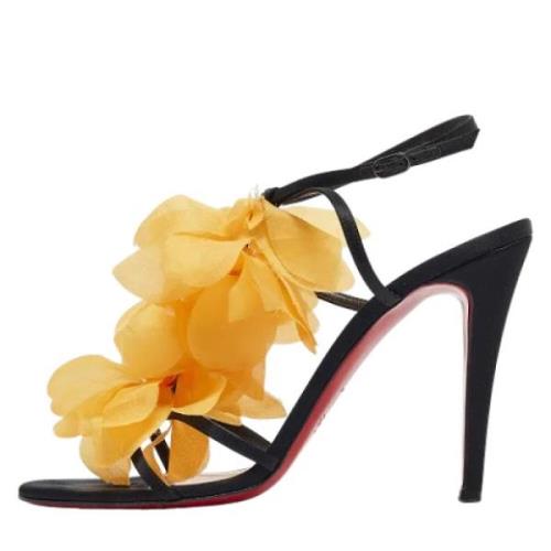 Pre-owned Satin sandals Christian Louboutin Pre-owned , Black , Dames