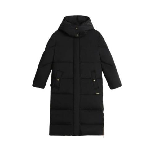 Lange Parka met Afneembare Capuchon Woolrich , Black , Dames