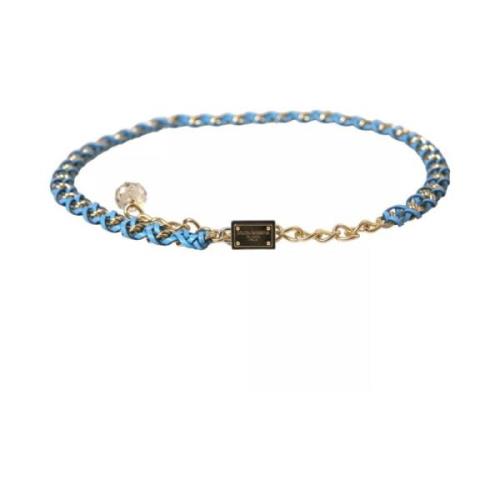 Blauw en Goud Gevlochten Taille Riem Dolce & Gabbana , Blue , Dames