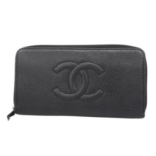 Pre-owned Leather wallets Chanel Vintage , Black , Dames