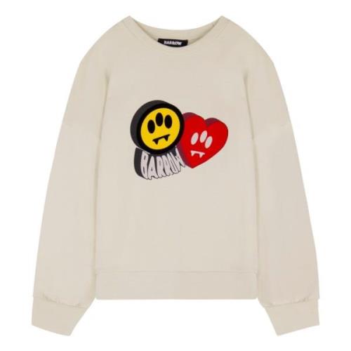 Sweatshirt met ronde hals en print Barrow , White , Unisex