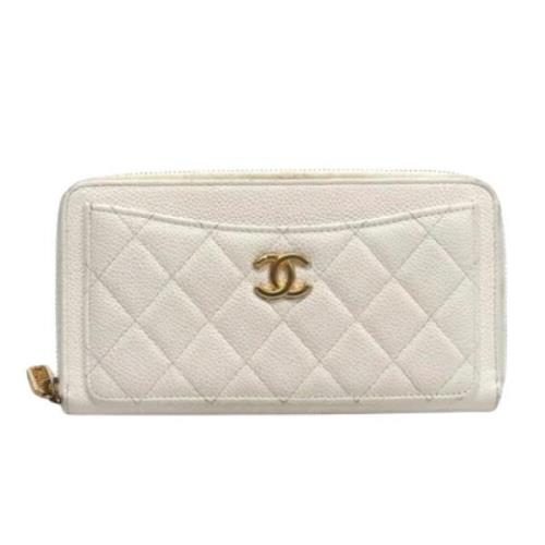 Pre-owned Leather wallets Chanel Vintage , White , Dames