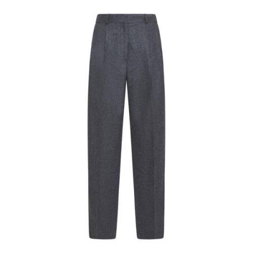 Grijze Wollen Blend Maatwerk Broek TotêMe , Gray , Dames