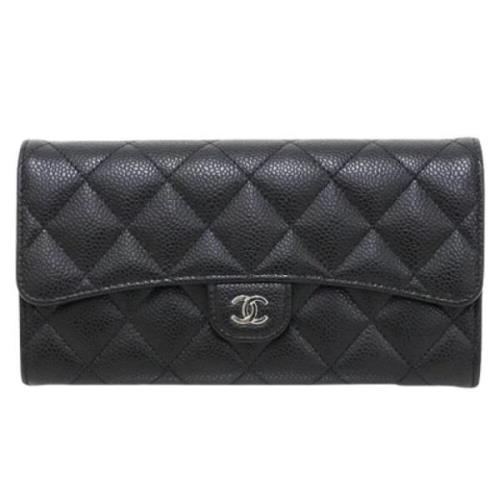 Pre-owned Leather wallets Chanel Vintage , Black , Dames