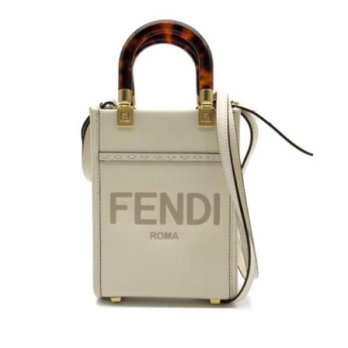 Pre-owned Leather shoppers Fendi Vintage , White , Dames