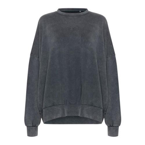 Zwart Gewassen Oversized Sweatshirt Gestuz , Black , Dames