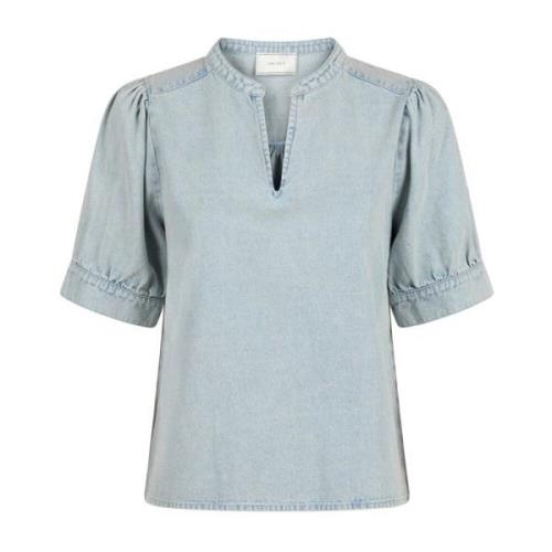 Denim Blouse met Pofmouwen Neo Noir , Blue , Dames