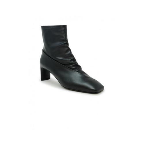 Zwarte leren enkellaarzen Fw24 DEL Carlo , Black , Dames