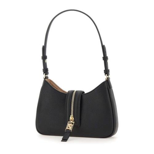 Zwarte schouder hobo tas met gouden rits Elisabetta Franchi , Black , ...