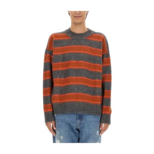 Gestreept Oversized Mohair Blend Wol Shirt Amish , Multicolor , Heren