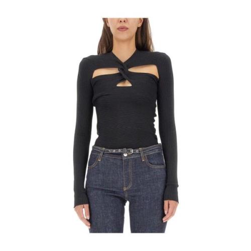 Mesh Cut-Out Front Top Philosophy di Lorenzo Serafini , Black , Dames