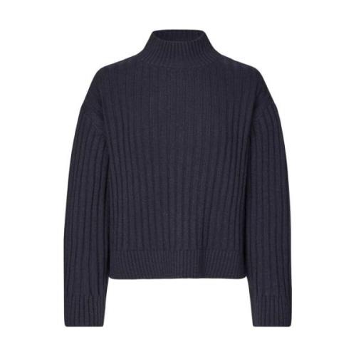 Navy Ribgebreide Trui Fulton Modström , Blue , Dames