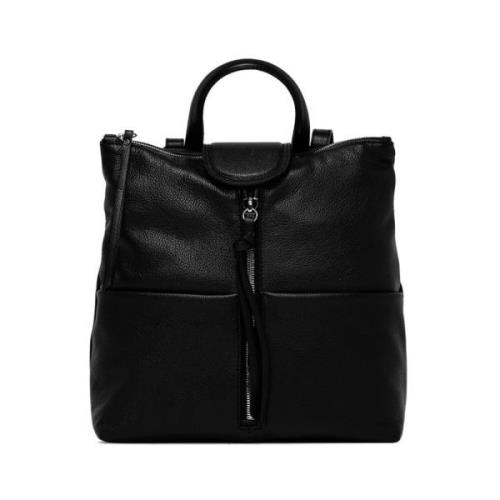 Gehamerd Leren Rugzak met Chique Stijl Gianni Chiarini , Black , Dames