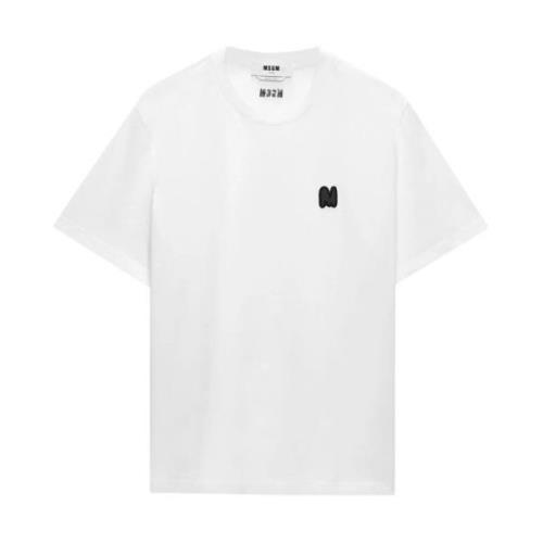 Witte T-shirts en Polos met Logo Msgm , White , Heren