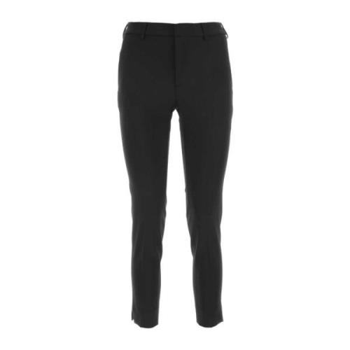 Zwarte stretch wollen New York broek PT Torino , Black , Dames