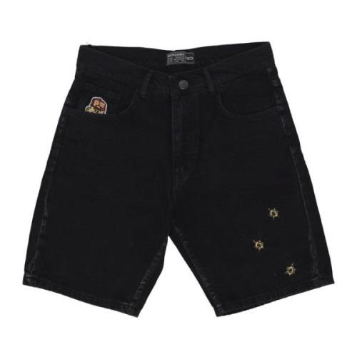 Baseball Denim Shorts Zwart Propaganda , Black , Heren