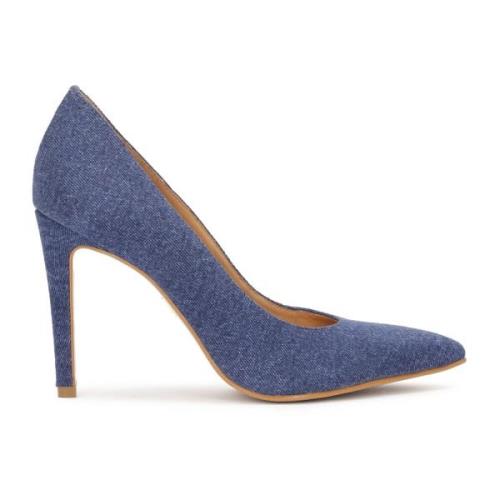 Stiletto pumps in denim imitatiestof Kazar , Blue , Dames