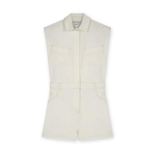 Witte Denim Mouwloze Playsuit Homage , White , Dames