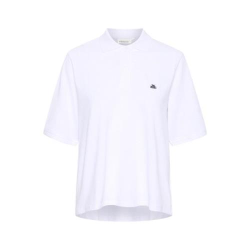 Witte Polo Tee Top Bright Karen by Simonsen , White , Dames