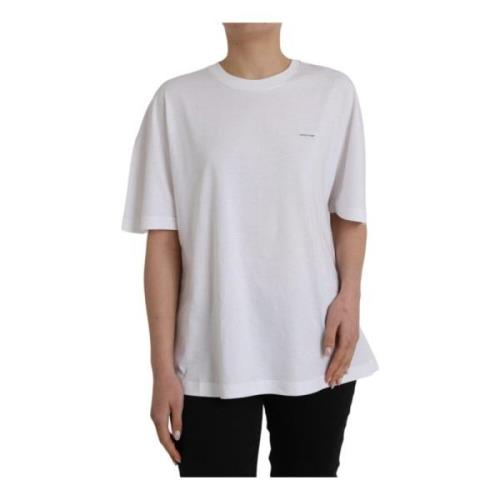 Witte Crew Neck Katoenen T-shirt Balenciaga , White , Dames