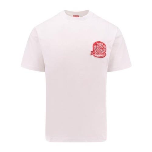 Biologisch Katoenen T-shirt met Varsity Patch Kenzo , White , Heren