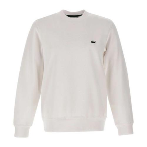 Witte Katoenen Sweatshirt met Logopatch Lacoste , White , Heren