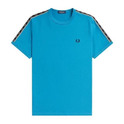 Retro Laurel Tape Ringer T-Shirt Fred Perry , Blue , Heren