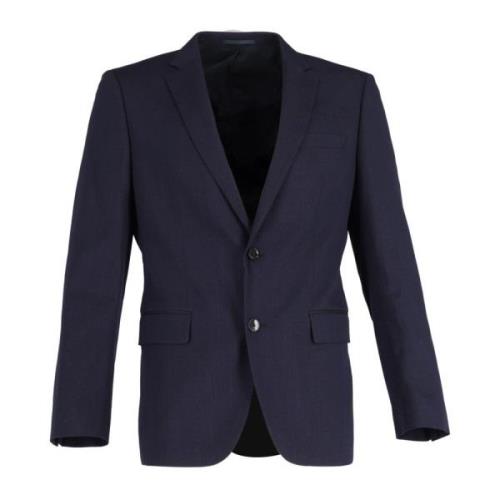 Navy Blue Wool Single-Breasted Blazer Hugo Boss , Blue , Heren