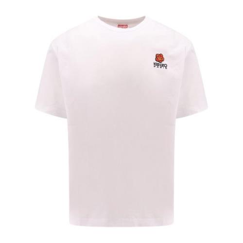 Boke Flower Geborduurd Katoenen T-Shirt Kenzo , White , Heren