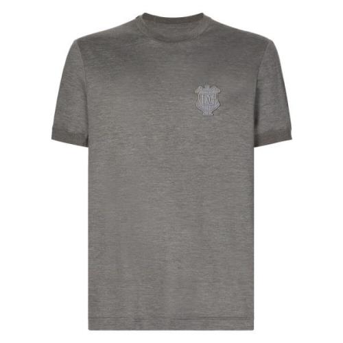 Grijze T-shirts en Polos Slim Crest Dolce & Gabbana , Gray , Heren