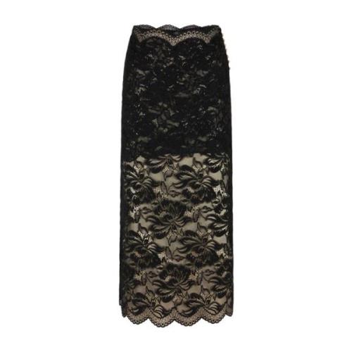 Kanten Midi Rok Elegant Comfort Paco Rabanne , Black , Dames