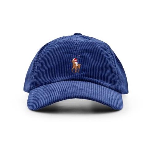 Ribfluwelen Geborduurd Logo Katoenen Hoed Polo Ralph Lauren , Blue , H...