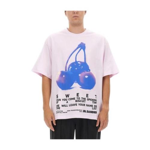 Bedrukt Katoenen T-shirt Jil Sander , Pink , Heren