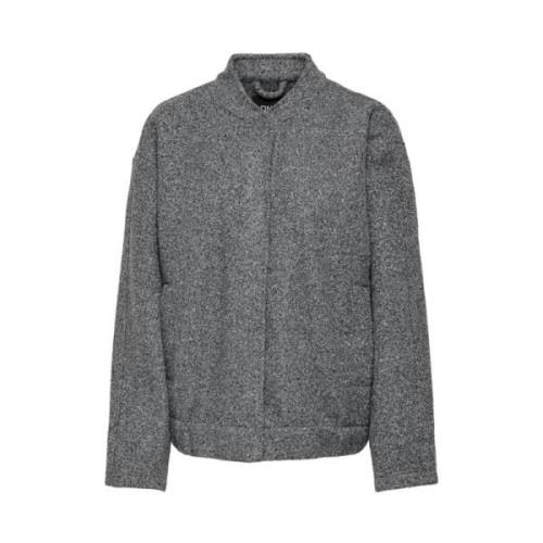 Boucle Bomber Jack Donkergrijs Melange Only , Gray , Dames