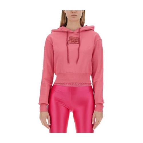 Korte Katoenen Sweatshirt Versace Jeans Couture , Pink , Dames